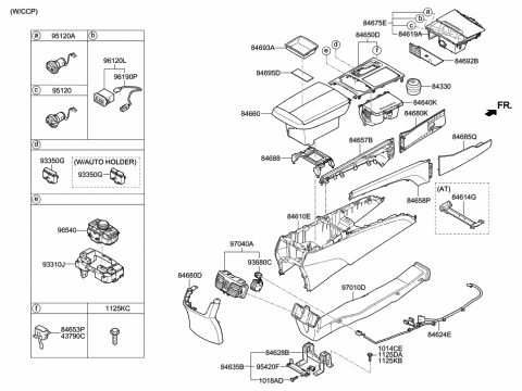2016 Hyundai Genesis Moulding Assembly-Floor Console,RH Diagram for 84658-B1000-RRY