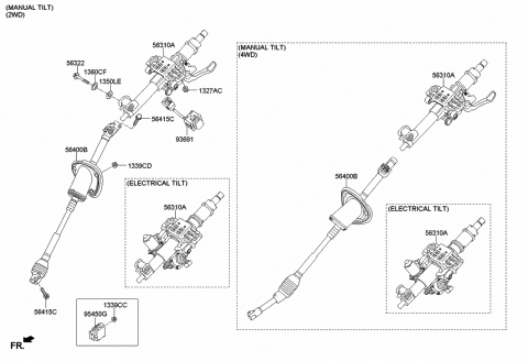 2014 Hyundai Genesis Unit Assembly-Tilt & Tele Diagram for 95450-B1510