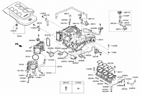 2016 Hyundai Genesis Purge Control Valve Diagram for 28910-2E000