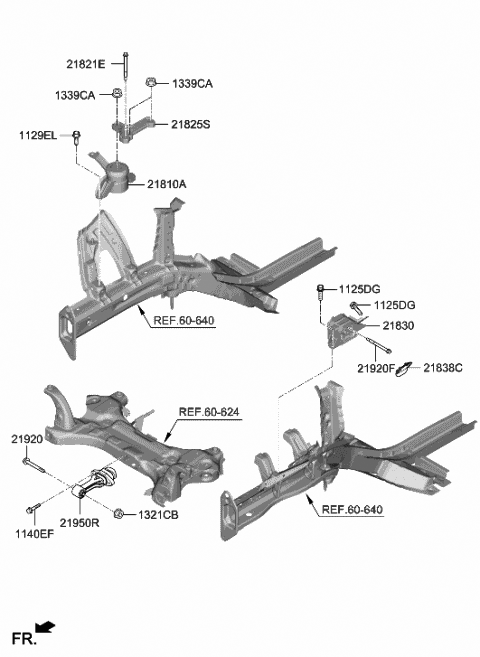 2020 Hyundai Venue Transmission Mounting Bracket Assembly Diagram for 21830-K2000