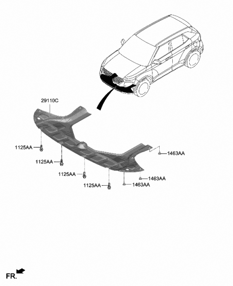 2020 Hyundai Venue Panel Assembly-Under Cover Diagram for 29110-K2000