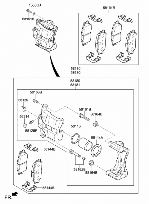 2021 Hyundai Venue Brake Assembly-FR,LH Diagram for 58110-K2000