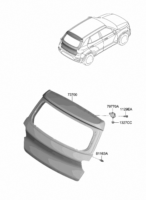 2020 Hyundai Venue Panel Assembly-Tail Gate Diagram for 72800-K2000