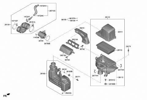 2021 Hyundai Venue Cover-Air Cleaner Diagram for 28111-K2350