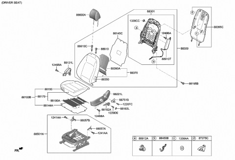 2021 Hyundai Venue Heater-Front Seat Back Diagram for 88370-K2000