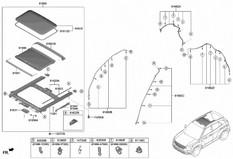 2021 Hyundai Venue Frame Assembly-SUNROOF Diagram for 81610-K3000