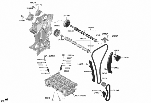 2020 Hyundai Venue TENSIONER Assembly-VLV Timing Belt Diagram for 24410-2M013