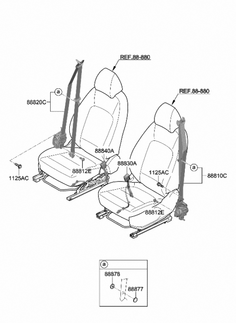2020 Hyundai Venue Front Left Seat Belt Assembly Diagram for 88810-K2500-UUG