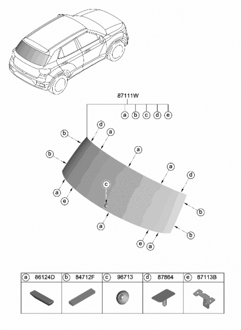 2021 Hyundai Venue Glass Assembly-Tail Gate Diagram for 87110-K2010