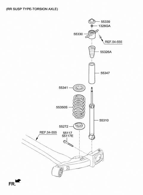 2017 Hyundai Elantra Rear Shock Absorber Assembly Diagram for 55310-F2AA0