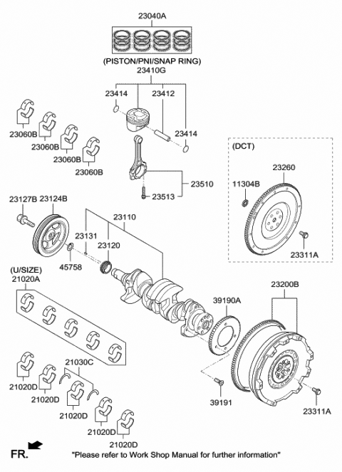 2016 Hyundai Elantra Crankshaft Assembly Diagram for 6D056-2EU00