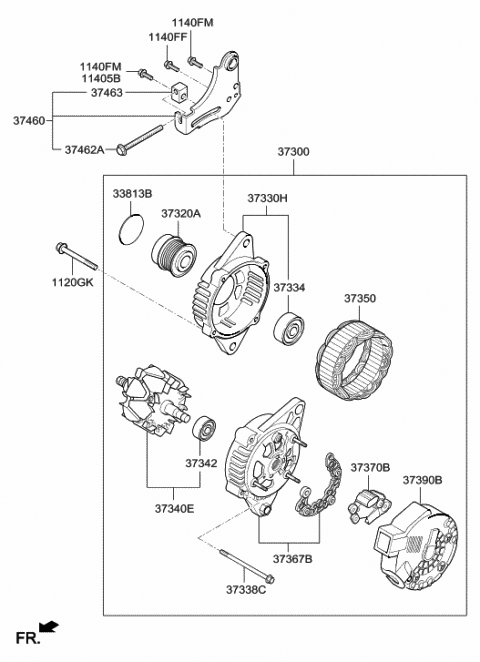 2017 Hyundai Elantra Pulley Assembly Diagram for 37322-04630