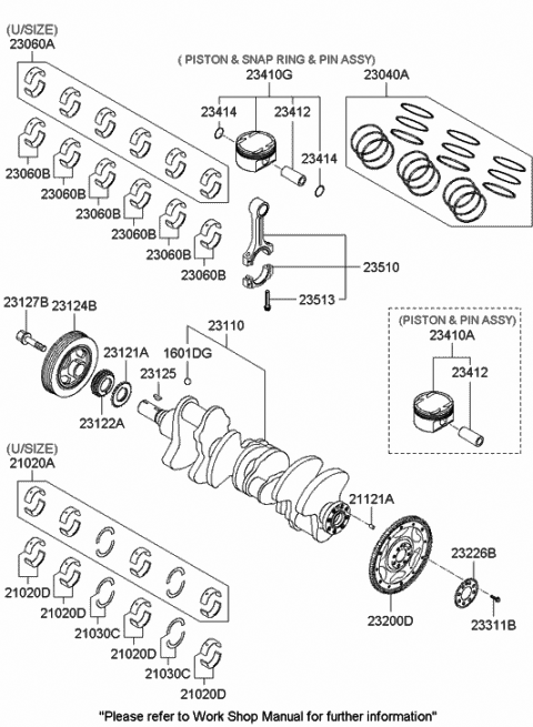 2009 Hyundai Azera Ring Set-Piston Diagram for 23040-3C911