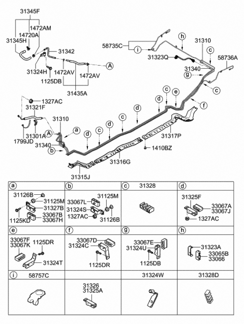 2007 Hyundai Azera Clip-Fuel Tube Diagram for 31328-3K000