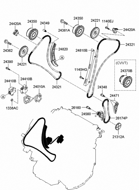 2010 Hyundai Azera Sprocket-Exhaust Camshaft Diagram for 24221-3C110