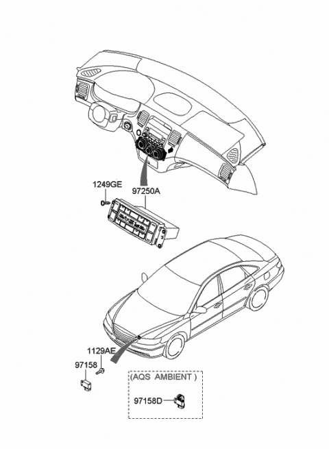 2008 Hyundai Azera Heater Control Assembly Diagram for 97250-3L306-K7