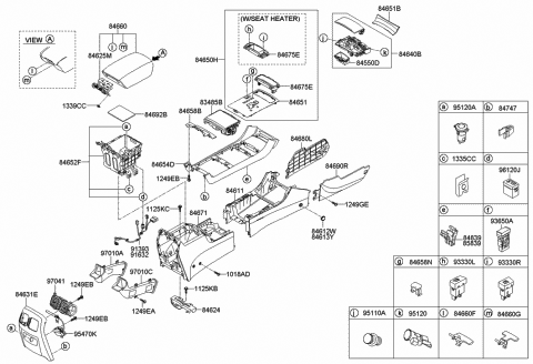 2009 Hyundai Azera Tray Assembly-Console Upper Diagram for 84690-3L010-WK