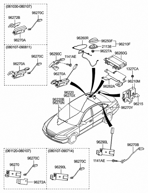 2009 Hyundai Azera Nut-Antenna Diagram for 96266-2E000