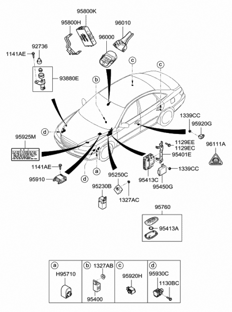 2008 Hyundai Azera Transmitter Assembly Diagram for 95430-3L022