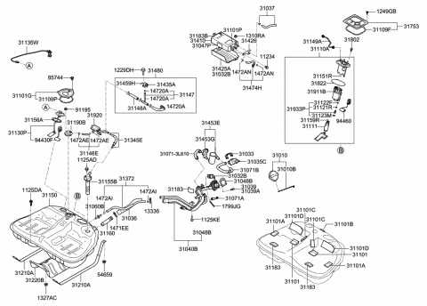 2009 Hyundai Azera Canister Close Valve Diagram for 31453-3K500