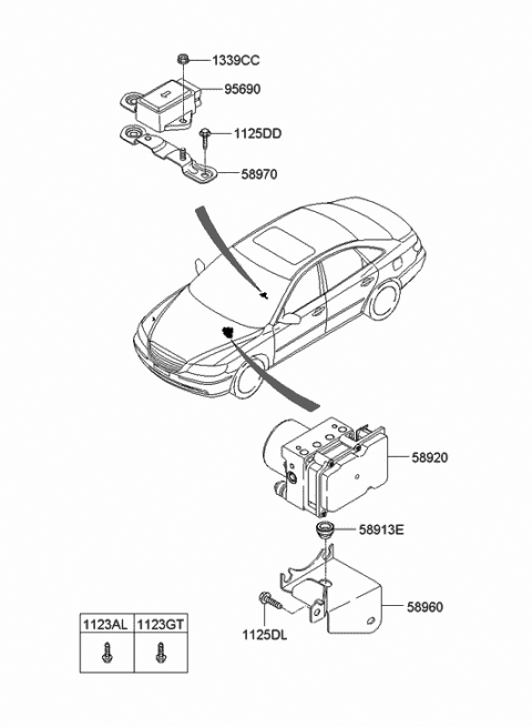 2008 Hyundai Azera Sensor Assembly-Yaw Rate&G Diagram for 95690-1H000