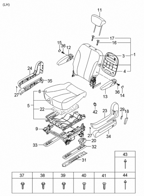 2006 Hyundai Entourage Guide Assembly-HEADREST With Lever Diagram for 0K31A-88245-CS