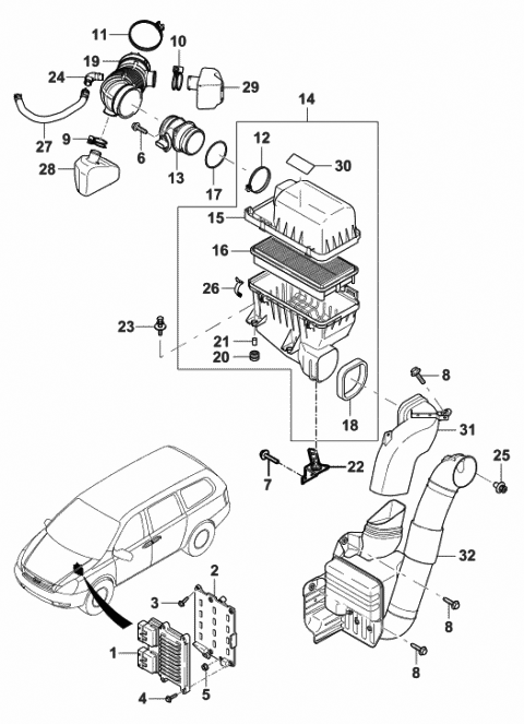 2006 Hyundai Entourage Resonator Diagram for 28192-4D210