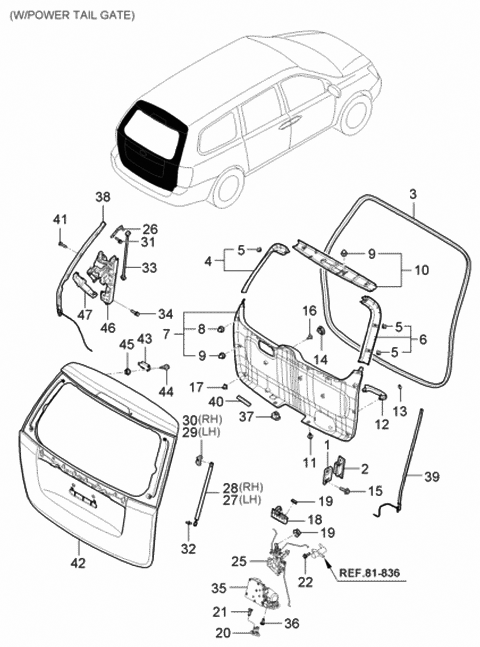 2006 Hyundai Entourage Ball Joint-Hood Lifter Diagram for 81163-38000