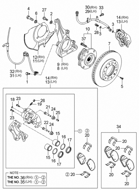 2006 Hyundai Entourage Front Wheel Hub Assembly Diagram for 51750-4D000