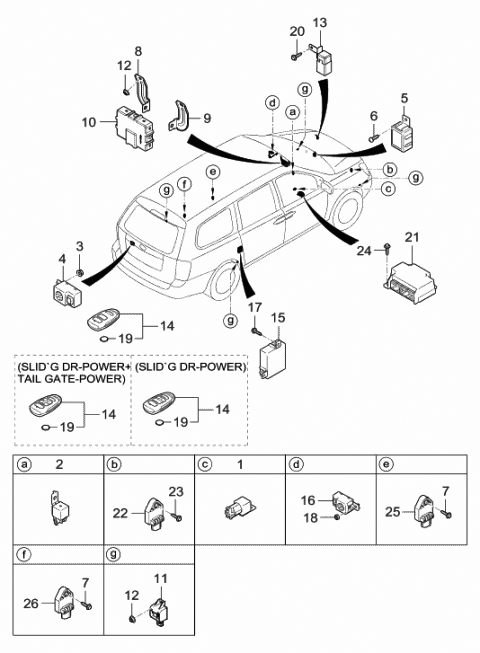 2006 Hyundai Entourage Transmitter Assembly Diagram for 95430-4J010