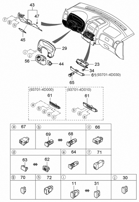 2006 Hyundai Entourage Switch Assembly-Seat Heater,LH Diagram for 93770-4D000-VA