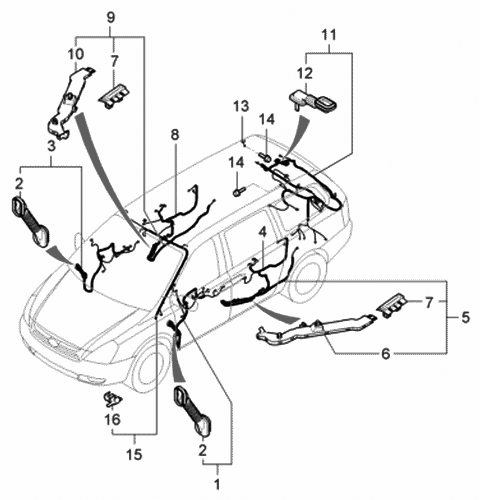 2006 Hyundai Entourage Wiring Harness-Roof Diagram for 91800-4D210