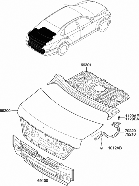 2010 Hyundai Equus Panel Assembly-Rear Package Tray Diagram for 69300-3N110