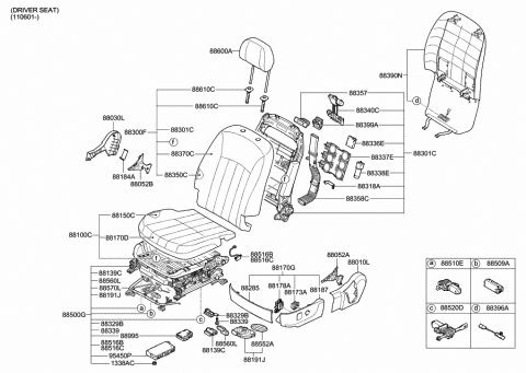 2011 Hyundai Equus Board Assembly-Front Back(Driver) Diagram for 88380-3N000-SH