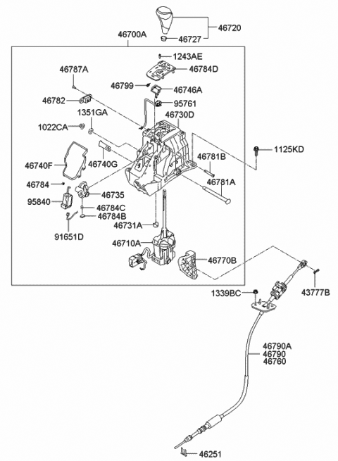 Genuine Hyundai 46700-3M050 Automatic Transmission Lever Assembly Genuine Hyundai 46700-3M050 Automatic Transmission Lever Assembly