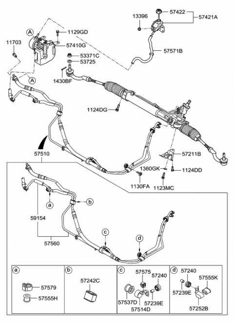 2011 Hyundai Equus Remote Reservoir Assembly-Ehps Diagram for 57421-3N000