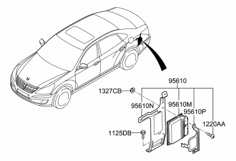 2013 Hyundai Equus Module Assembly-Electronic Control Supension Diagram for 95610-3N700