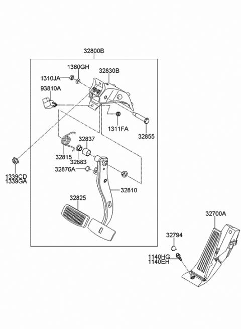 Genuine Hyundai 32700-3M500 Accelerator Pedal Assembly
