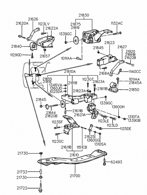 1993 Hyundai Sonata Nut Diagram for 13103-08001