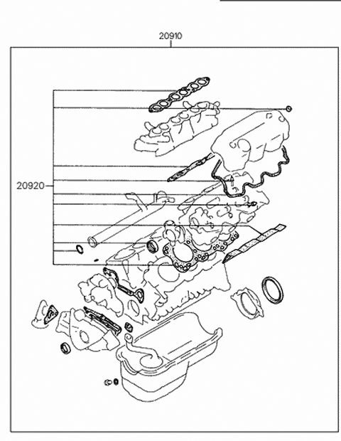1998 Hyundai Sonata Engine Gasket Kit (I4 SOHC) Diagram 1
