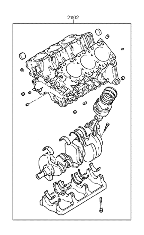 1998 Hyundai Sonata Short Engine Assy (I4) Diagram 1