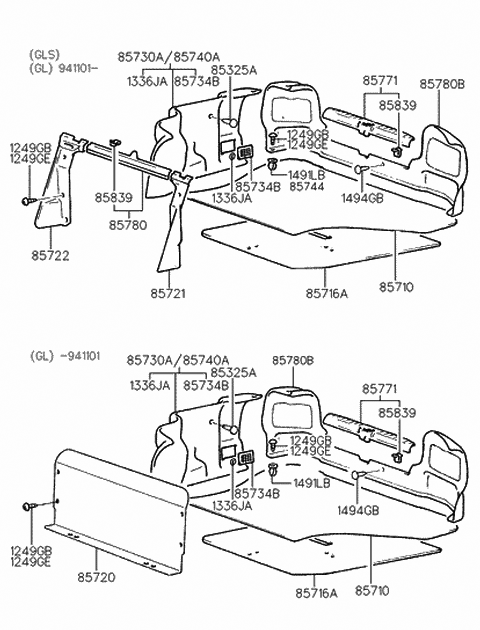 1993 Hyundai Sonata Mat Assembly-Luggage Covering Diagram for 85714-34300-FG