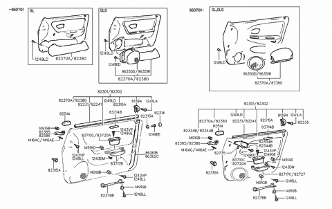 1993 Hyundai Sonata Handle-Door Pull,LH Diagram for 83710-34000-AQ