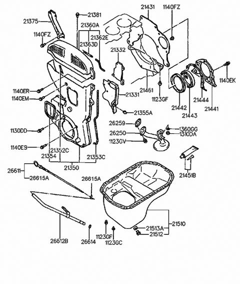1997 Hyundai Sonata Pan Assembly-Engine Oil Diagram for 21510-35350