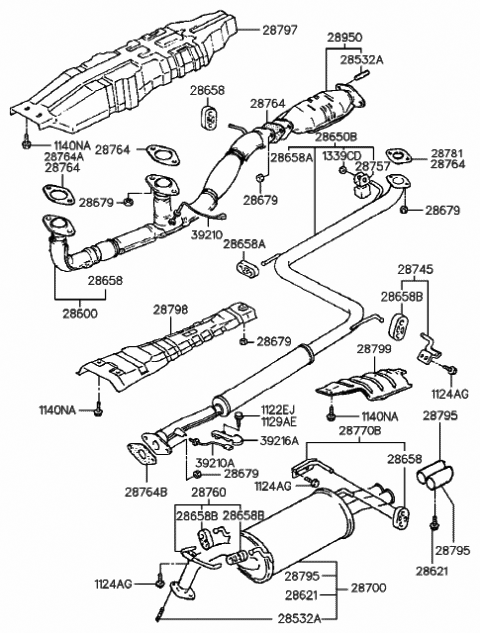 1998 Hyundai Sonata Exhaust Pipe (I4,LEADED) Diagram 1
