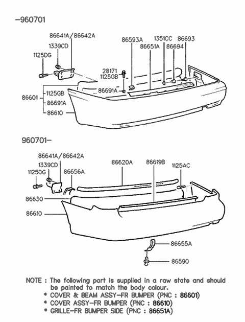 1997 Hyundai Sonata Absorber-Rear Bumper Foam Diagram for 86620-34550
