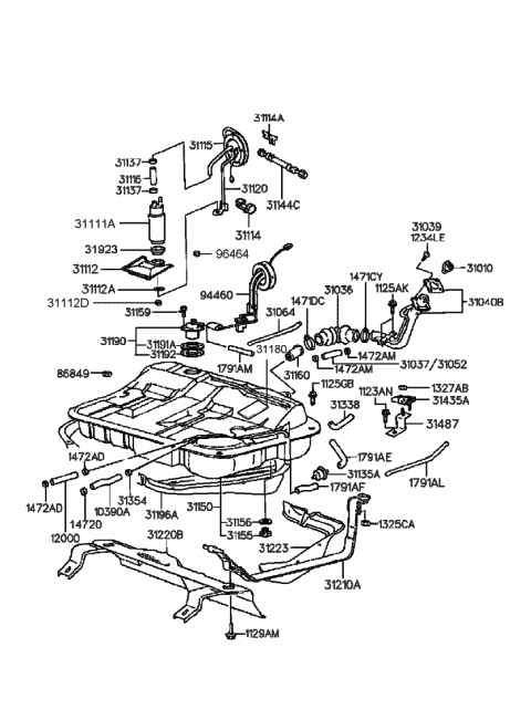 1996 Hyundai Sonata Rubber Mount Diagram for 31117-28100