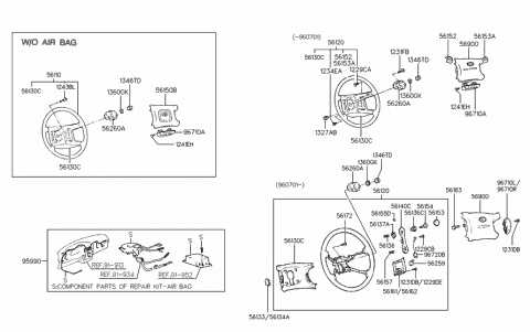 1996 Hyundai Sonata Steering Wheel Body Assembly Diagram for 56110-34800-AQ