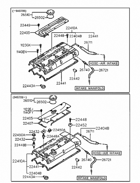 1993 Hyundai Sonata Gasket-Spark Plug Hole Diagram for 22443-33000