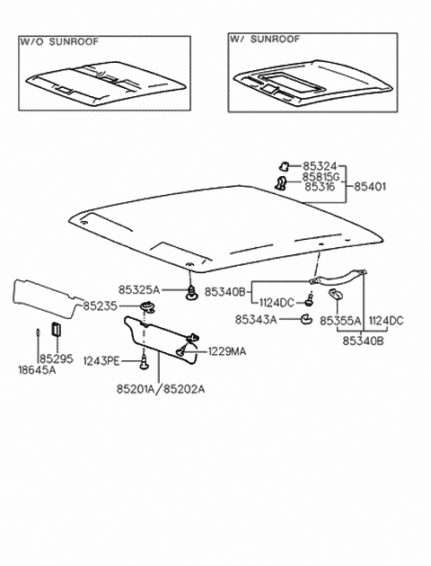 1997 Hyundai Sonata Clip-Trim Mounting Diagram for 85316-34000